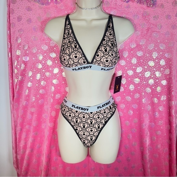 Playboy Matching Bralette + Thong Set 🖤🐰 - Picture 1 of 3